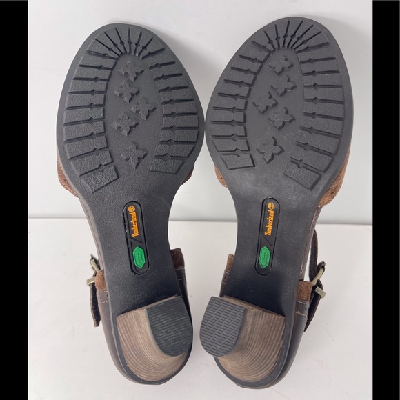 NEW! Timberland Earth keepers Wingate Mary Jane Brown Leather Heels Sandal Sz 9 - Picture 11 of 12